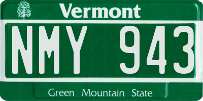 VT license plate NMY943