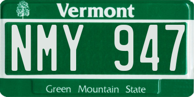 VT license plate NMY947