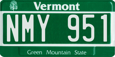 VT license plate NMY951
