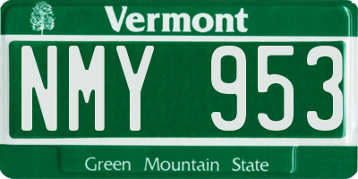 VT license plate NMY953
