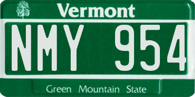 VT license plate NMY954