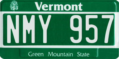 VT license plate NMY957