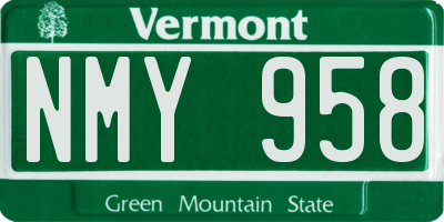 VT license plate NMY958