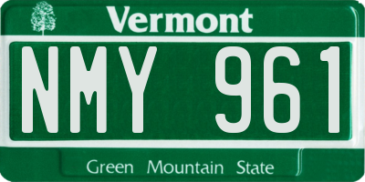 VT license plate NMY961
