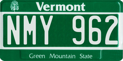 VT license plate NMY962