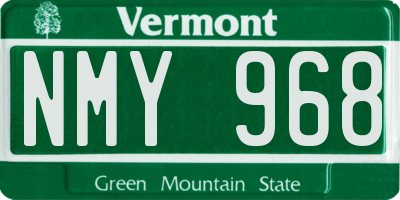 VT license plate NMY968