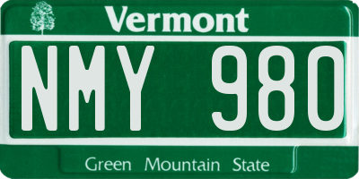 VT license plate NMY980