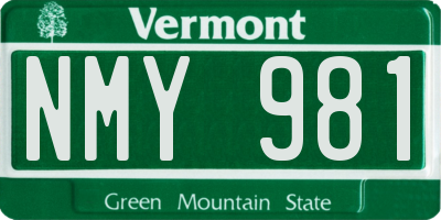 VT license plate NMY981