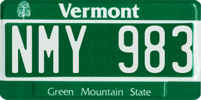 VT license plate NMY983