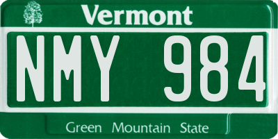 VT license plate NMY984