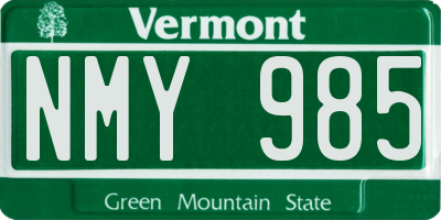 VT license plate NMY985