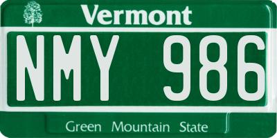 VT license plate NMY986