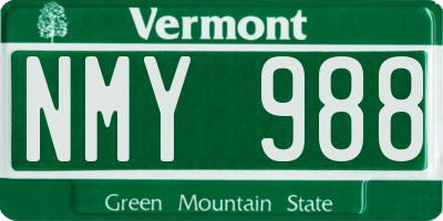VT license plate NMY988