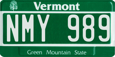 VT license plate NMY989