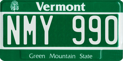 VT license plate NMY990