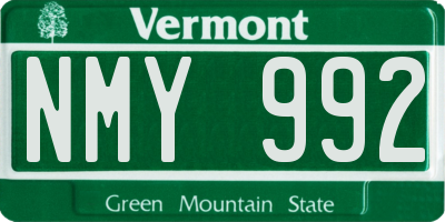 VT license plate NMY992