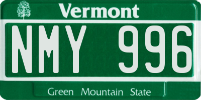 VT license plate NMY996