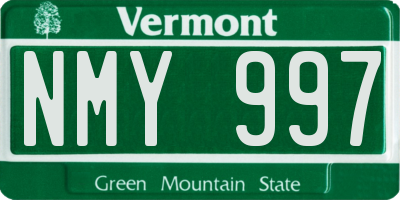 VT license plate NMY997