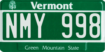 VT license plate NMY998