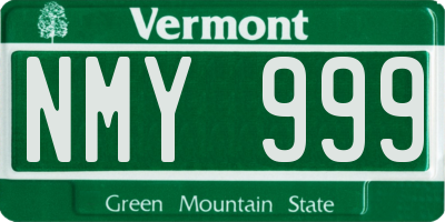 VT license plate NMY999