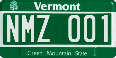 VT license plate NMZ001