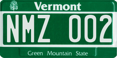 VT license plate NMZ002