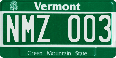 VT license plate NMZ003