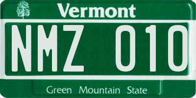 VT license plate NMZ010
