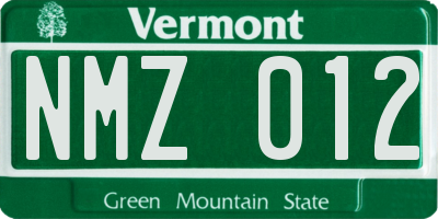 VT license plate NMZ012