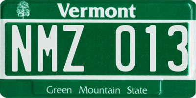 VT license plate NMZ013