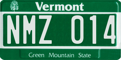 VT license plate NMZ014