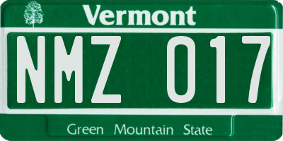VT license plate NMZ017