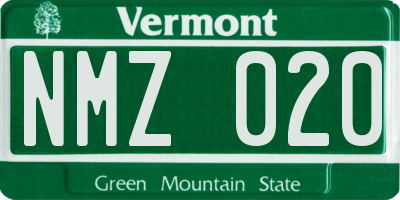 VT license plate NMZ020