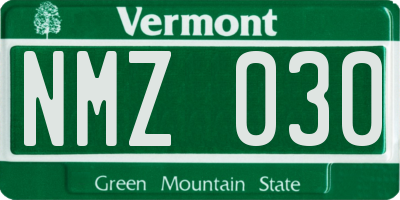 VT license plate NMZ030