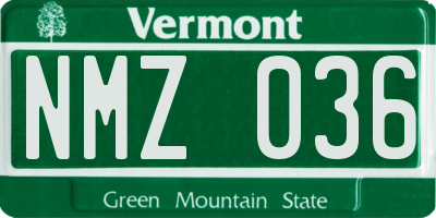 VT license plate NMZ036