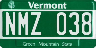 VT license plate NMZ038