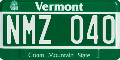 VT license plate NMZ040