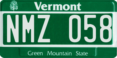 VT license plate NMZ058