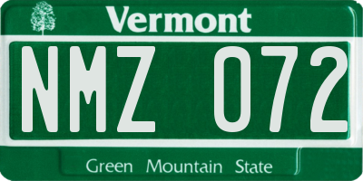 VT license plate NMZ072