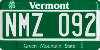 VT license plate NMZ092