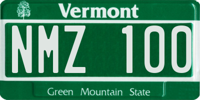 VT license plate NMZ100