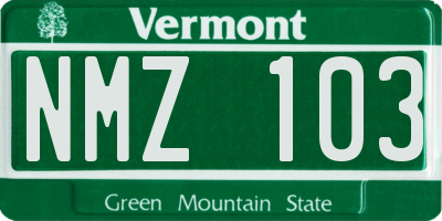 VT license plate NMZ103