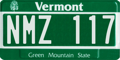 VT license plate NMZ117