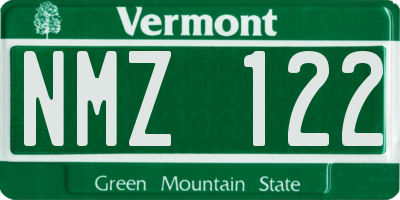 VT license plate NMZ122