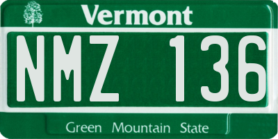 VT license plate NMZ136