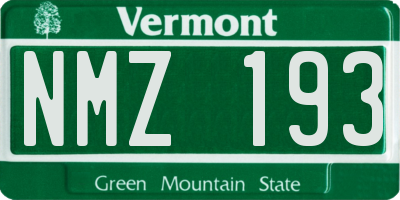 VT license plate NMZ193