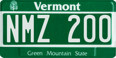VT license plate NMZ200
