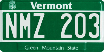VT license plate NMZ203