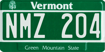 VT license plate NMZ204