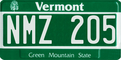 VT license plate NMZ205